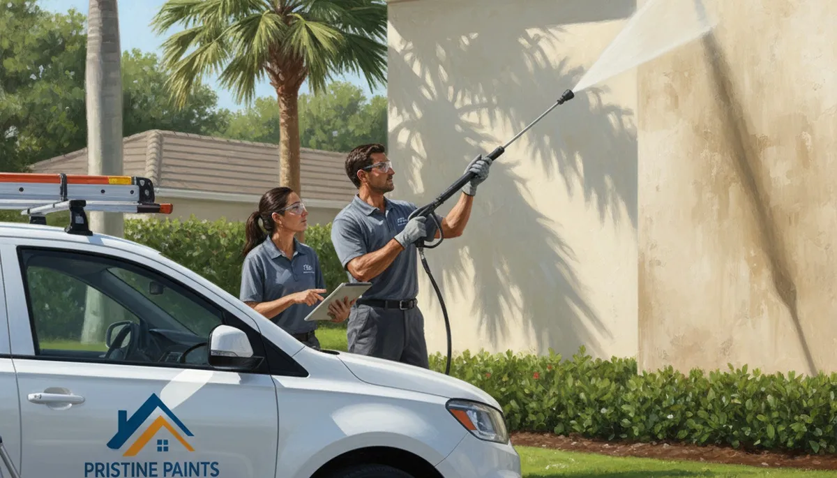 Pressure washing service in Tucson, AZ restoring dusty exterior surfaces and curb appeal